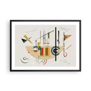 Plakat w czarnej ramie - Kolorowa abstrakcja z geometrycznymi kształtami - 70x50cm - I świat się śmieje - Nowoczesna dekoracja ścienna do salonu i sypialni ARTTOR