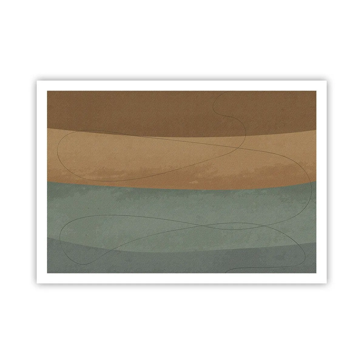 Plakat - Abstrakcyjna kompozycja w naturalnych odcieniach ziemi - 100x70cm - Kompozycja horyzontalna - Nowoczesna dekoracja ścienna do salonu i sypialni ARTTOR