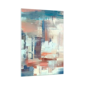 Obraz na szkle - Kolorowa abstrakcja z pionowymi i pionowymi pociągnięciami pędzla - 50x70cm - Dotrzeć do światła - Nowoczesna dekoracja ścienna do salonu, kuchni i sypialni ARTTOR