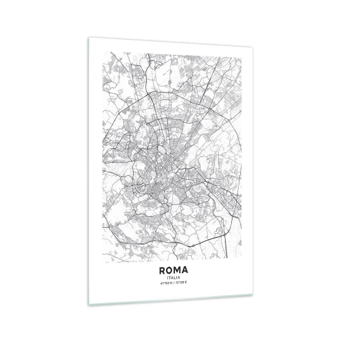 Obraz na szkle - Miejska mapa w stylu minimalistycznym z delikatnymi liniami - 70x100cm - Rzymski krąg - Nowoczesna dekoracja ścienna do salonu i sypialni ARTTOR