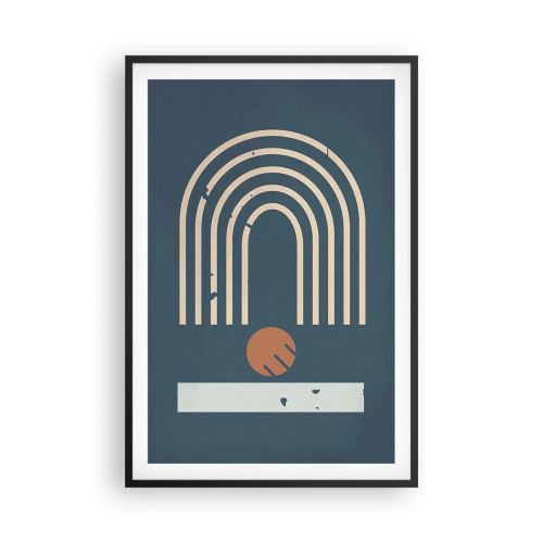 Plakat w czarnej ramie - Geometria na granacie - 61x91 cm