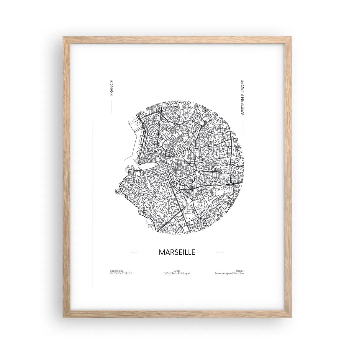 Plakat w ramie jasny dąb - Anatomia Marsylii - 40x50 cm