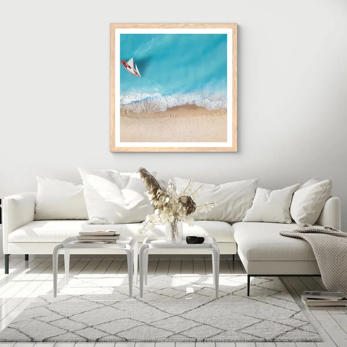 Plakat w ramie jasny dąb - Na granicy błękitu i złota - 50x50 cm