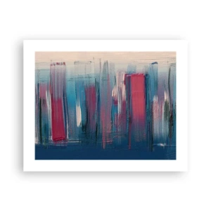 Plakat - Kompozycja wertykalna w błękicie i czerwieni - 50x40 cm