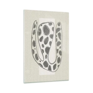 Obraz na szkle - Abstrakcyjny wzór organiczny w odcieniach szarości - 80x120cm - Przedziwne stworzenie - Nowoczesna dekoracja ścienna do salonu i sypialni ARTTOR