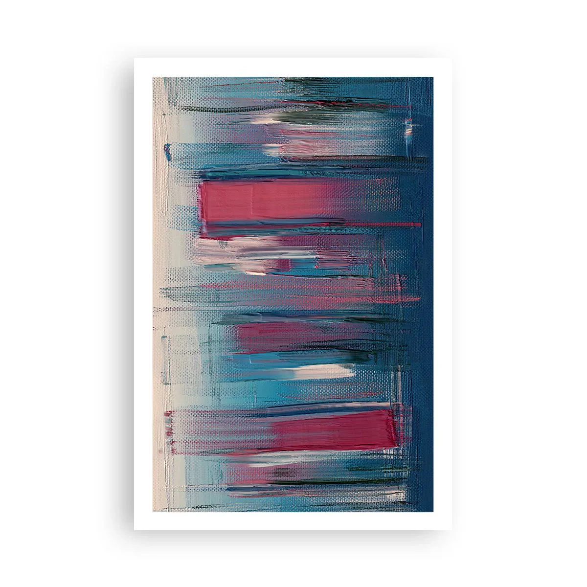 Plakat - Kompozycja wertykalna w błękicie i czerwieni - 61x91 cm