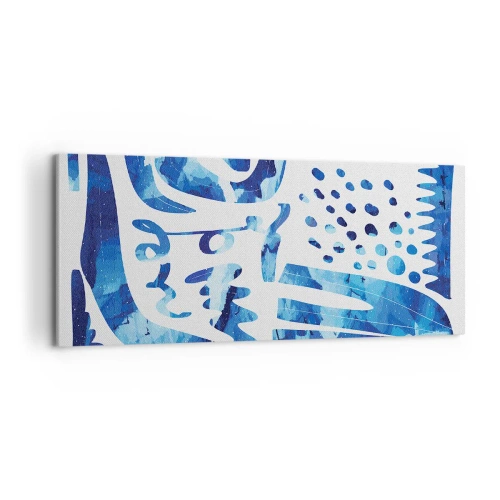 Obraz na płótnie - Abstrakcyjny wzór w odcieniach niebieskiego - 120x50cm - Powrót do korzeni - Nowoczesna dekoracja ścienna do salonu i sypialni ARTTOR