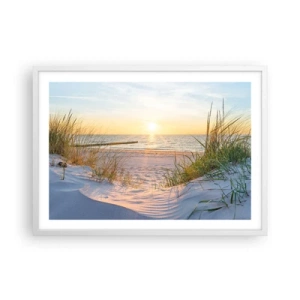 Plakat w białej ramie - Morza szum, ptaków śpiew, dzika plaża pośród traw… - 70x50 cm