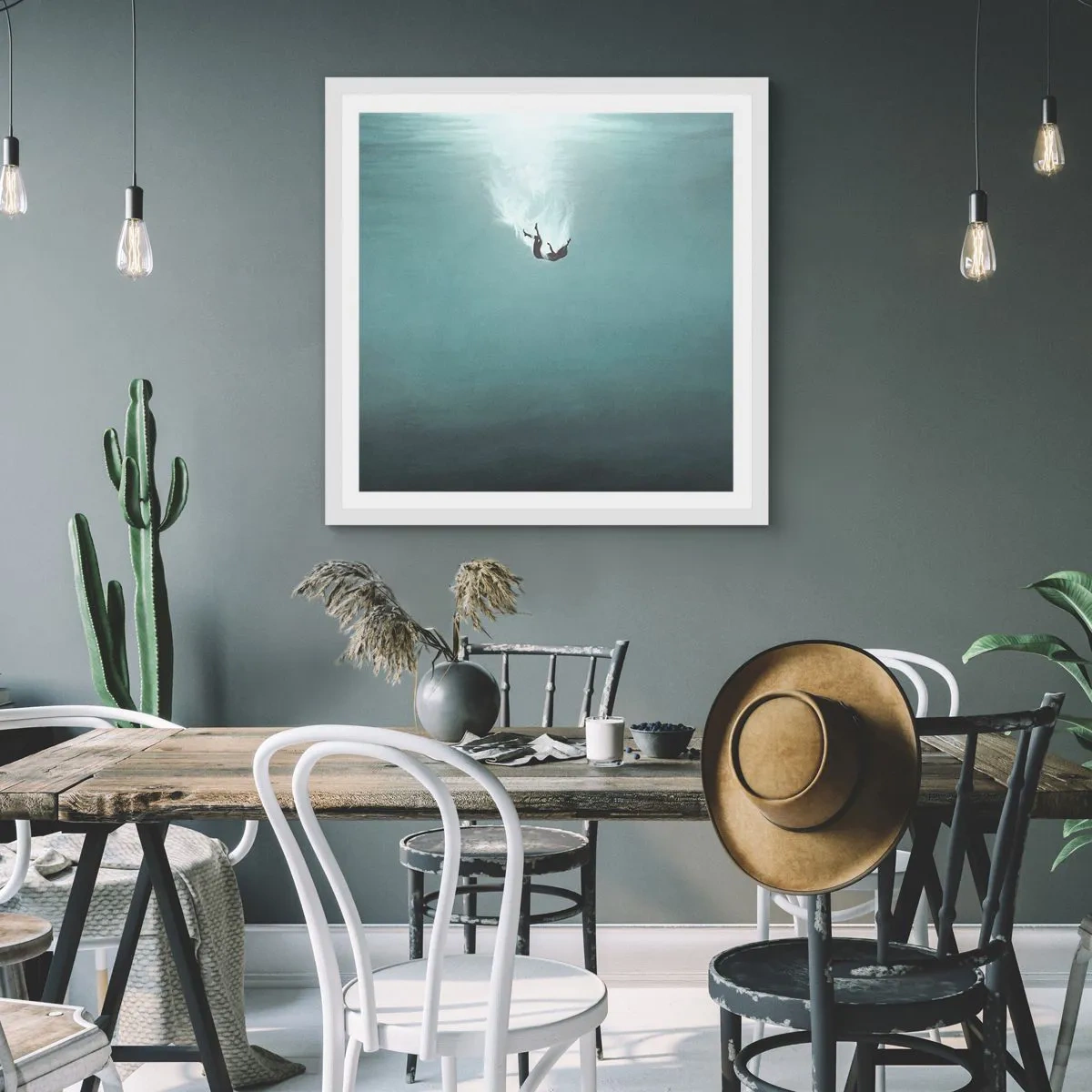 Plakat w białej ramie - W objęciach oceanu - 30x30 cm