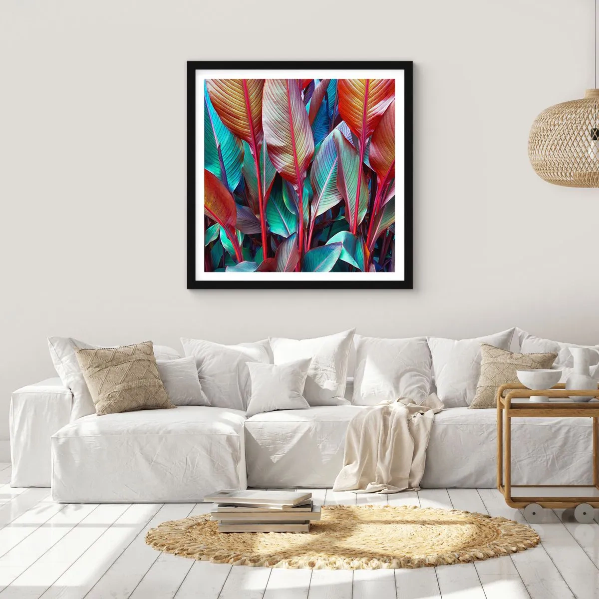 Plakat w czarnej ramie - Kolorowy gąszcz - 30x30 cm