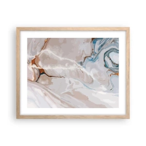 Plakat w ramie jasny dąb - Błękitne meandry pod bielą - 50x40 cm