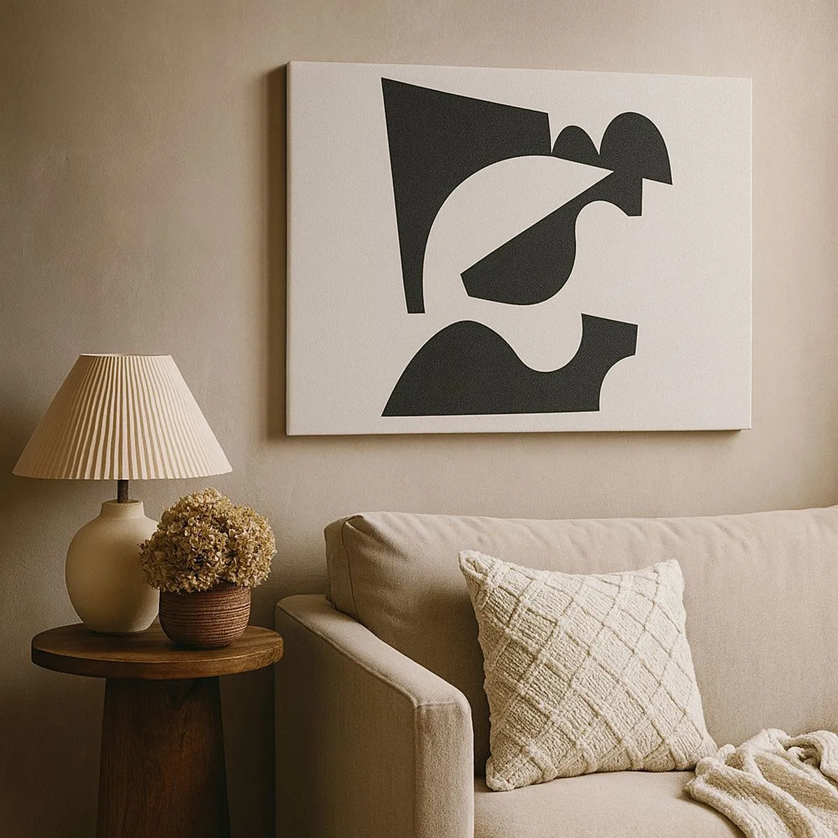 Obraz na płótnie - Abstrakcyjna kompozycja geometryczna w czerni i bieli - 70x50cm - Do samodzielnego składania - Nowoczesna dekoracja ścienna do salonu i sypialni ARTTOR