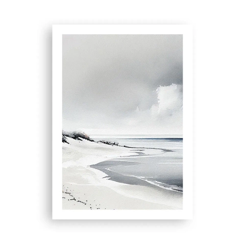 Plakat - Minimalistyczna plaża w odcieniach szarości - 50x70cm - Od zawsze razem - Nowoczesna dekoracja ścienna do salonu, kuchni i sypialni ARTTOR