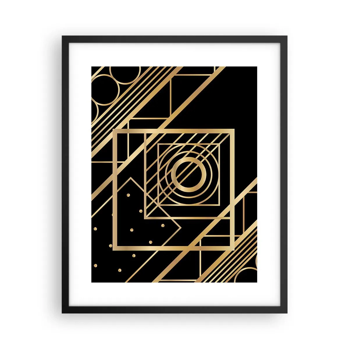 Plakat w czarnej ramie - Złota geometria - 40x50 cm