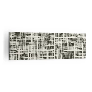 Obraz na płótnie - Geometryczny wzór przypominający siatkę na jasnym tle - 160x50cm - Kompozycja utkana - Nowoczesna dekoracja ścienna do salonu i sypialni ARTTOR