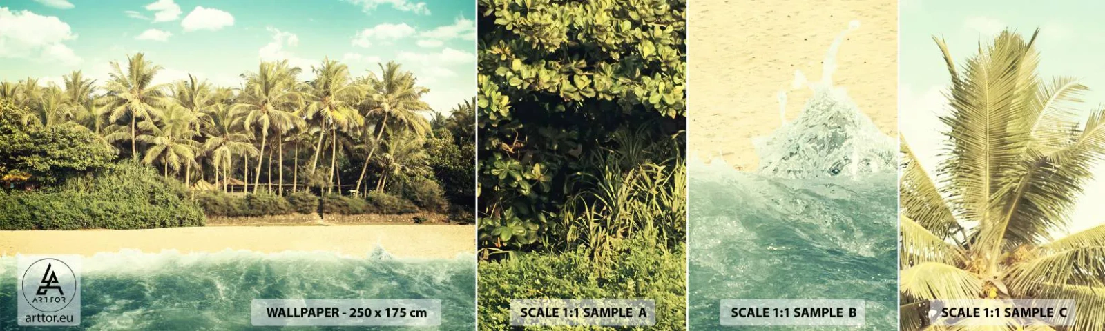 Fototapeta Próbka Samoprzylepna Deluxe Sticker - A może tutaj? - Krajobraz, Plaża, Palma Kokosowa - 100x30 cm