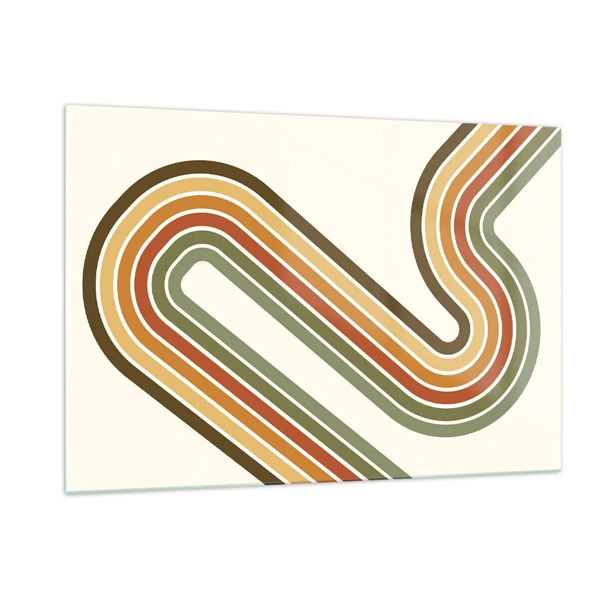 Obraz na szkle - Geometryczna abstrakcja w stylu retro z falistymi liniami - 120x80cm - Zygzakiem do celu - Nowoczesna dekoracja ścienna do salonu, kuchni i sypialni ARTTOR