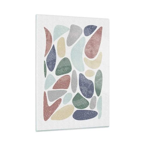 Obraz na szkle - Dekoracyjne kamienie w pudrowych kolorach w formie mozaiki - 50x70cm - Mozaika pudrowanych barw - Nowoczesna dekoracja ścienna do salonu, kuchni i sypialni ARTTOR