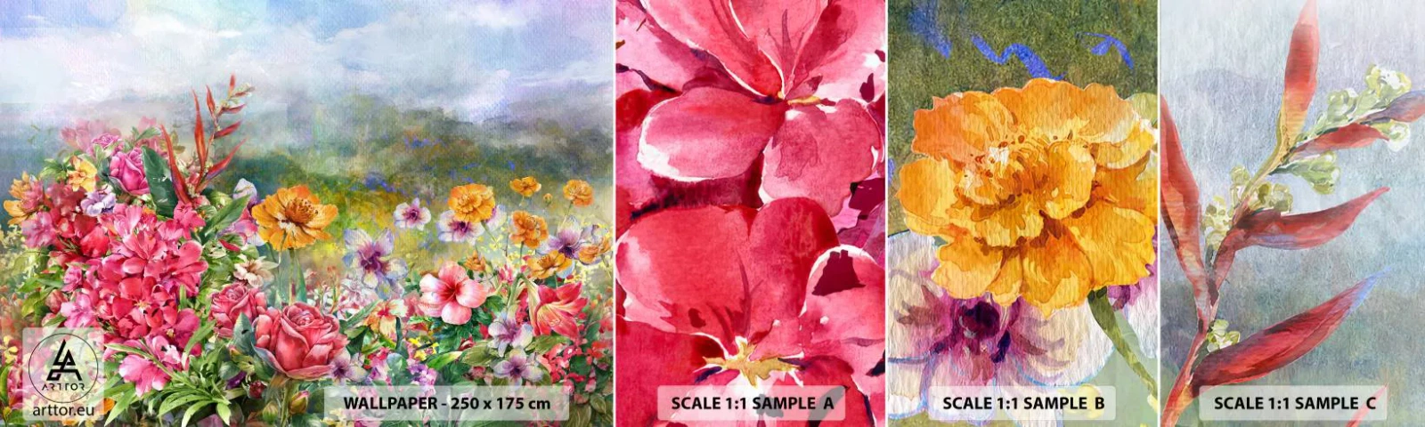 Fototapeta Próbka Samoprzylepna Deluxe Sticker - Ogród, który oszalał - Kwiaty, Ogród, Natura - 100x30 cm