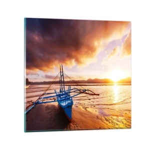 Obraz na szkle - Po całym dniu wyciągnąć się na piasku - 60x60 cm