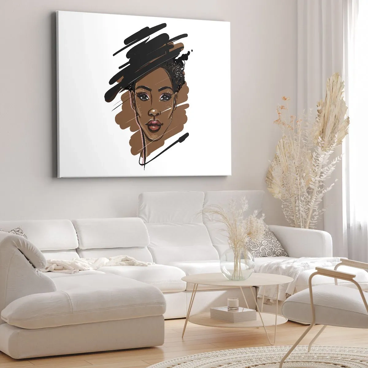 Obraz na płótnie - Portret kobiety z artystycznymi pociągnięciami farby - 70x50cm - Słodka jak czekolada - Nowoczesna dekoracja ścienna do salonu i sypialni ARTTOR