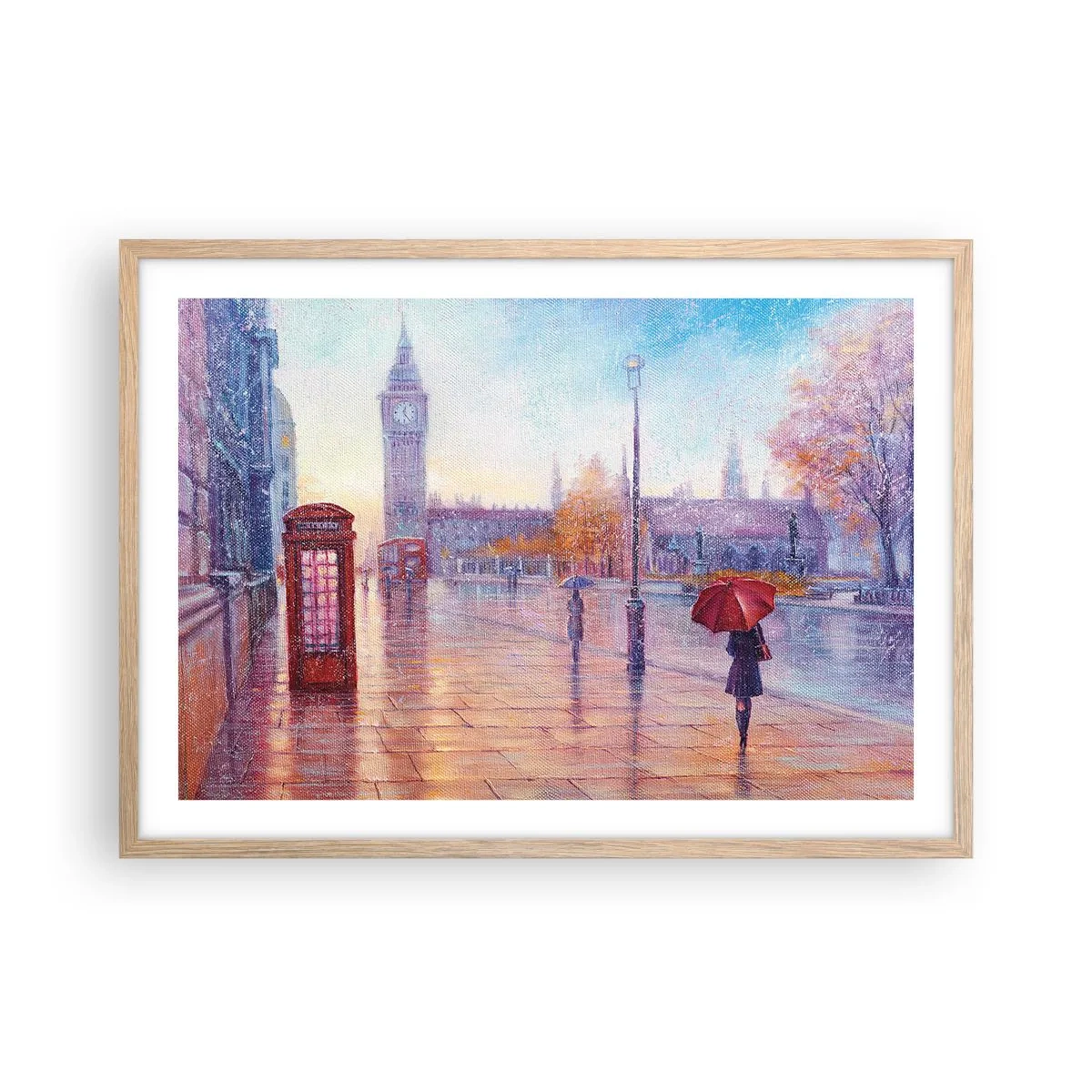 Plakat w ramie jasny dąb - Londyński jesienny dzień - 70x50 cm