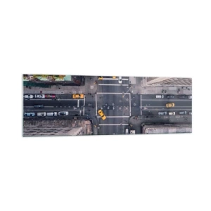 Obraz na szkle - Widok z lotu ptaka na ruchliwą ulicę miasta - 160x50cm - Prosty wybór - Nowoczesna dekoracja ścienna do salonu i sypialni ARTTOR