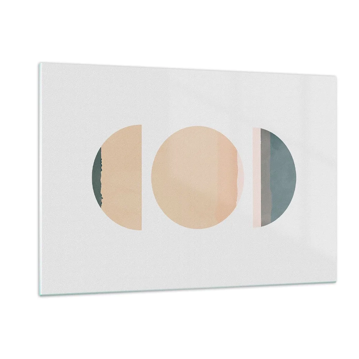 Obraz na szkle - Minimalistyczne geometryczne wzory w pastelowych kolorach - 120x80cm - Koło za kołem - Nowoczesna dekoracja ścienna do salonu, kuchni i sypialni ARTTOR