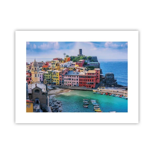 Plakat - Śródziemnomorskie magiczne miasteczko - 40x30 cm