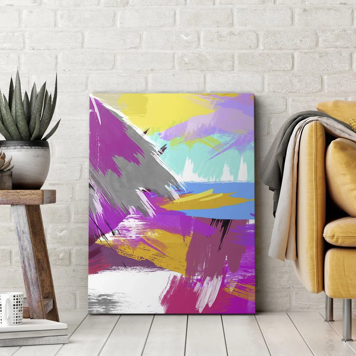 Obraz na płótnie - Dynamiczna abstrakcja w intensywnych kolorach - 80x120cm - Maz, maz, maz jeszcze raz - Nowoczesna dekoracja ścienna do salonu i sypialni ARTTOR