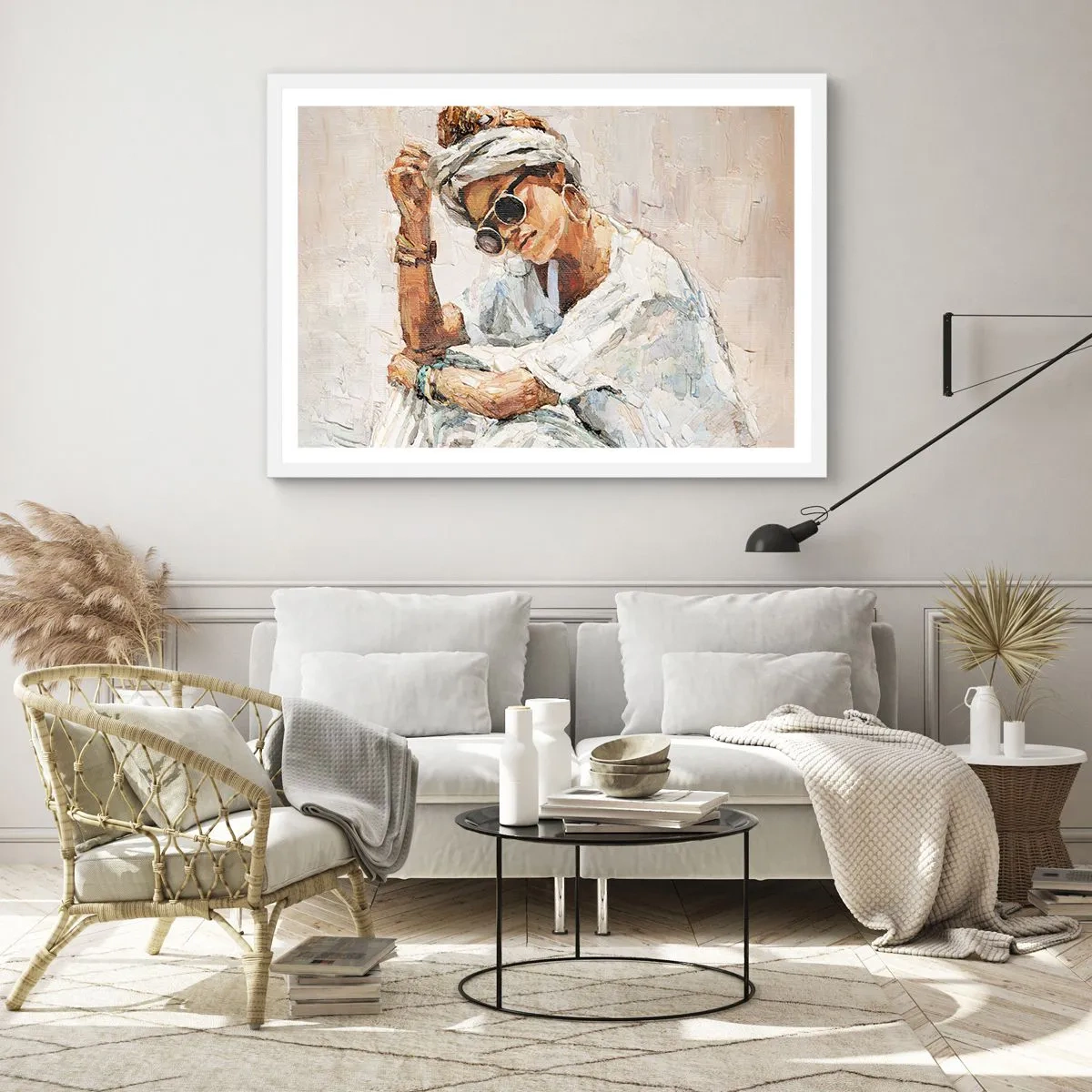 Plakat w białej ramie - Portret w pełnym słońcu - 70x50 cm