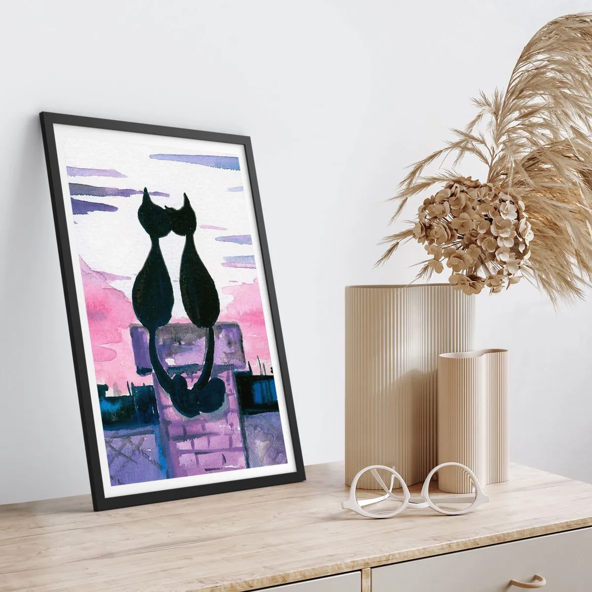 Plakat w czarnej ramie - Rendez-vous pod księżycem - 30x40 cm