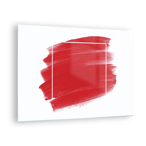 Obraz na szkle - Abstrakcyjna czerwona plama z białą ramką - 70x50cm - Poza ramą - Nowoczesna dekoracja ścienna do salonu i sypialni ARTTOR