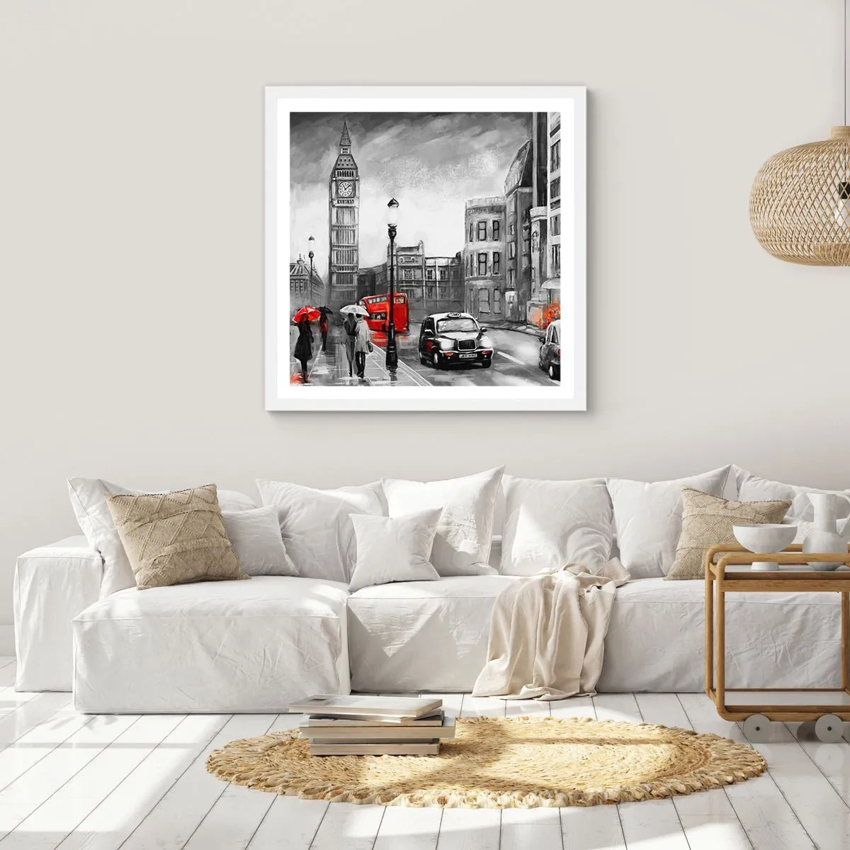 Plakat w białej ramie - Wcale nie szare miasto - 60x60 cm