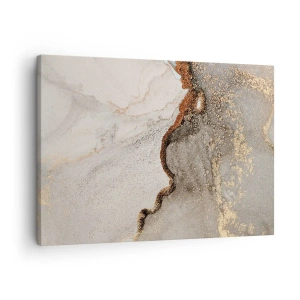 Obraz na płótnie - Abstrakcyjny motyw z odcieniami złota i szarości - 70x50cm - Na granicy barw - Nowoczesna dekoracja ścienna do salonu i sypialni ARTTOR