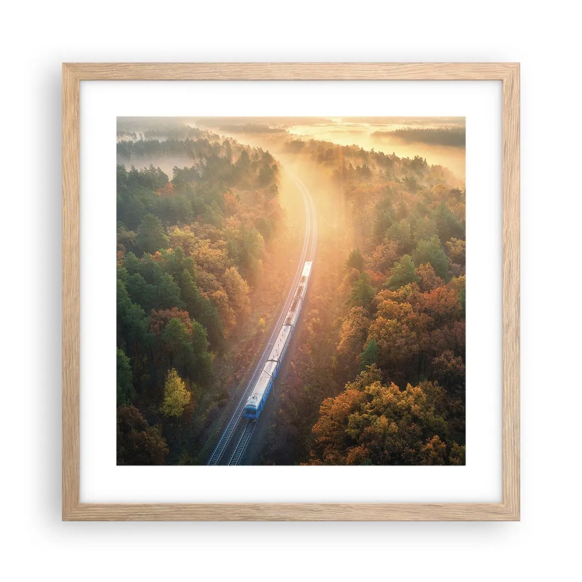 Plakat w ramie jasny dąb - Jesienna podróż - 40x40 cm