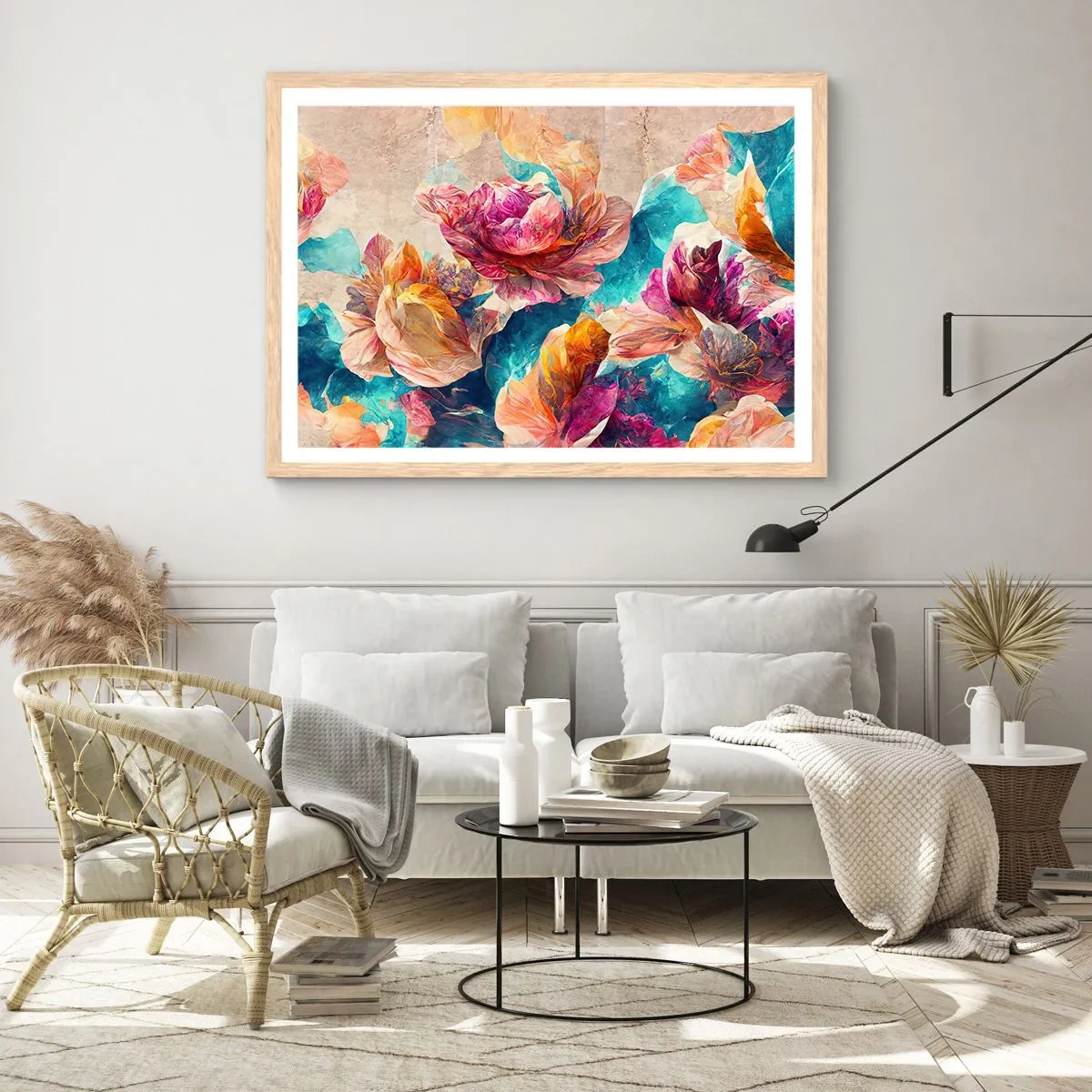 Plakat w ramie jasny dąb - Barwny przepych bukietu - 70x50 cm
