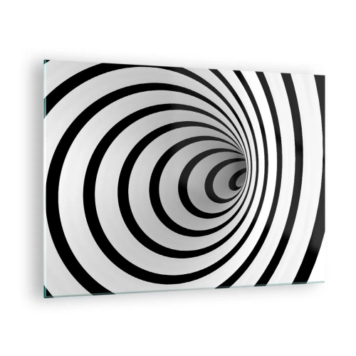 Obraz na szkle - Abstrakcyjny wzór spirali w czerni i bieli - 70x50cm - Też nie możesz się oprzec? - Nowoczesna dekoracja ścienna do salonu i sypialni ARTTOR