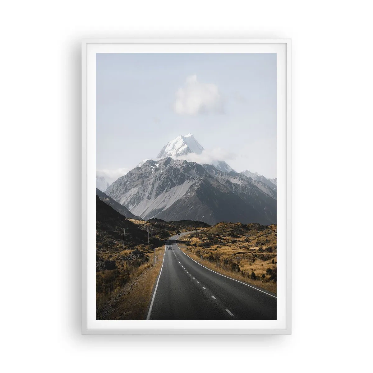 Plakat w białej ramie - Droga do serca gór - 70x100 cm