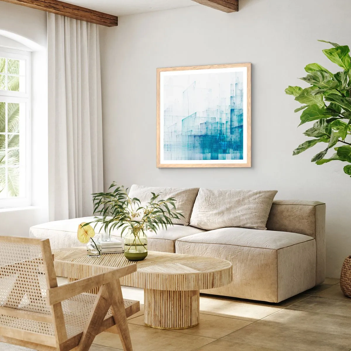 Plakat w ramie jasny dąb - Jak stała się przestrzeń - 40x40 cm