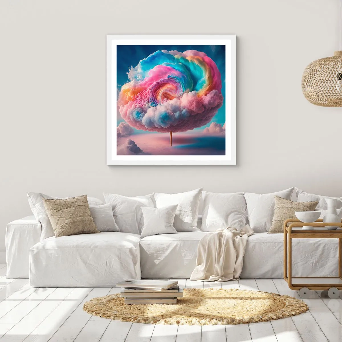 Plakat w białej ramie - Sen o wesołym miasteczku - 40x40 cm