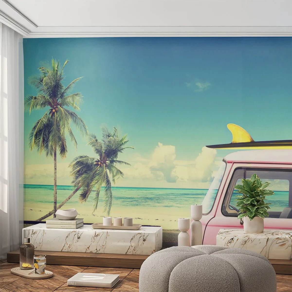 Fototapeta Premium Canvas - Wakacje czas zacząć - Krajobraz, Plaża, Surfing - 250x175 cm