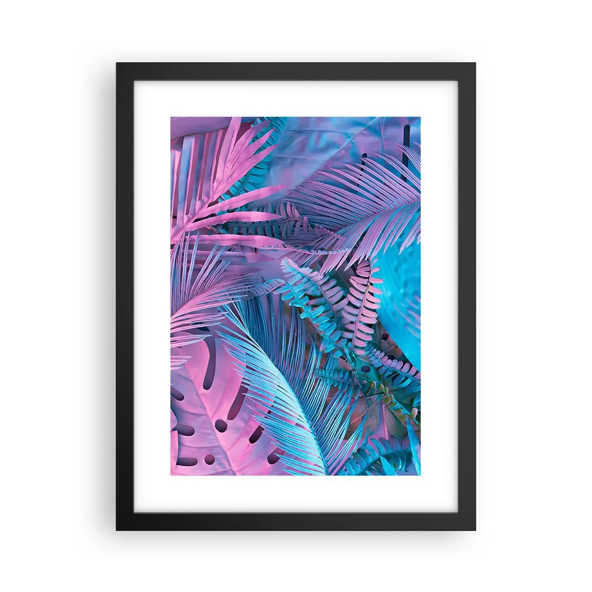 Plakat w czarnej ramie - Tropiki w różu i błękicie - 30x40 cm