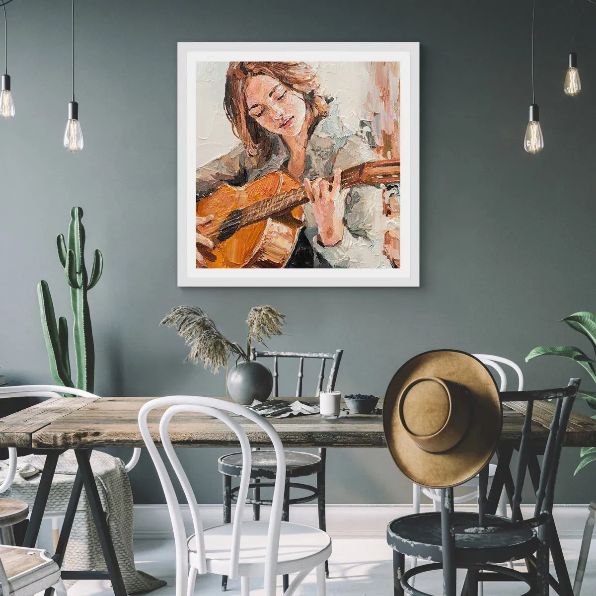 Plakat w białej ramie - Koncert na gitarę i dziewczęce serce - 40x40 cm
