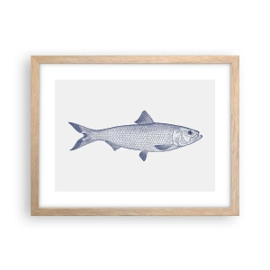 Plakat w ramie jasny dąb - Pozdrowienia z północnych mórz - 40x30 cm