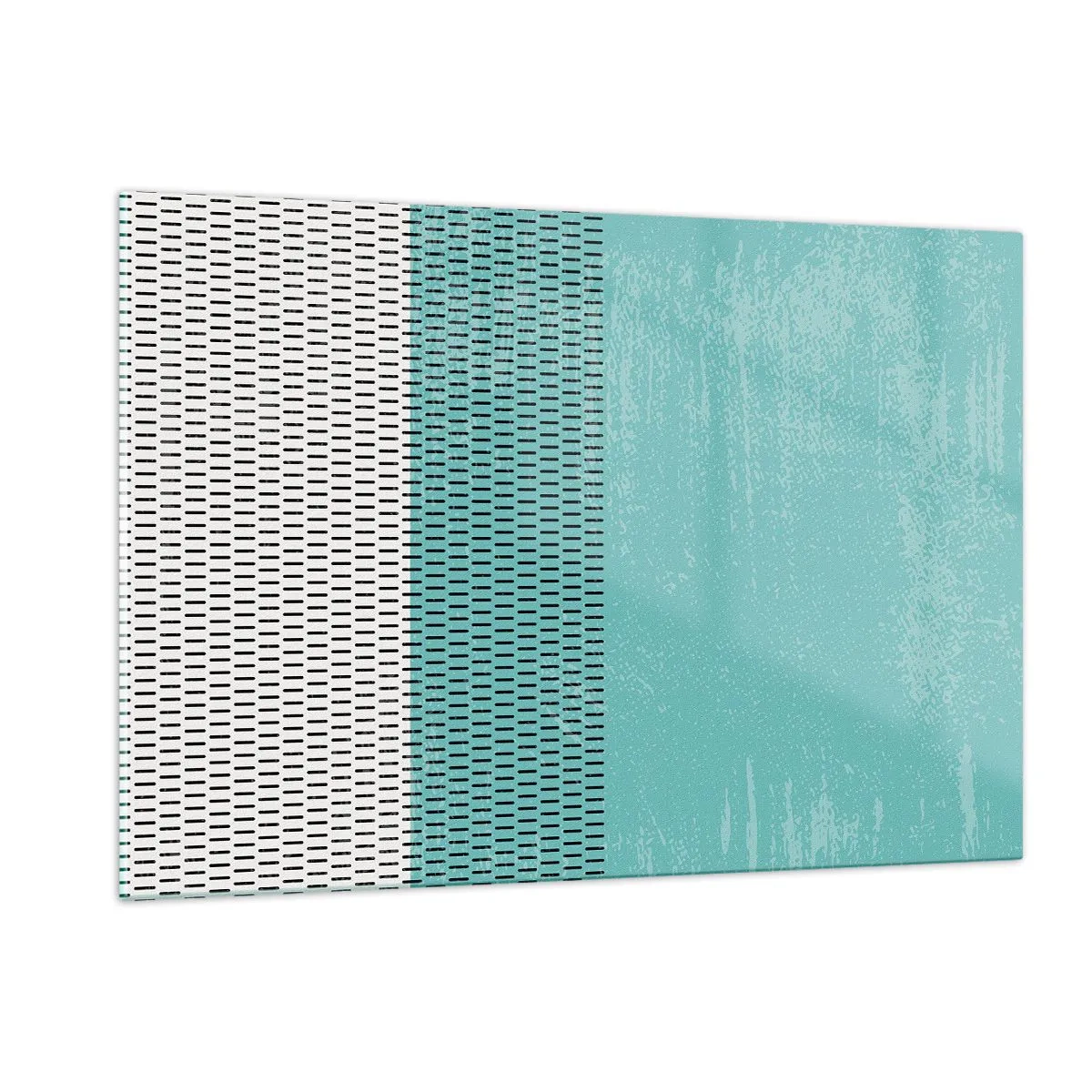 Obraz na szkle - Nowoczesna abstrakcja w turkusowo-białej kolorystyce - 120x80cm - Kompozycja zrównoważona - Nowoczesna dekoracja ścienna do salonu, kuchni i sypialni ARTTOR