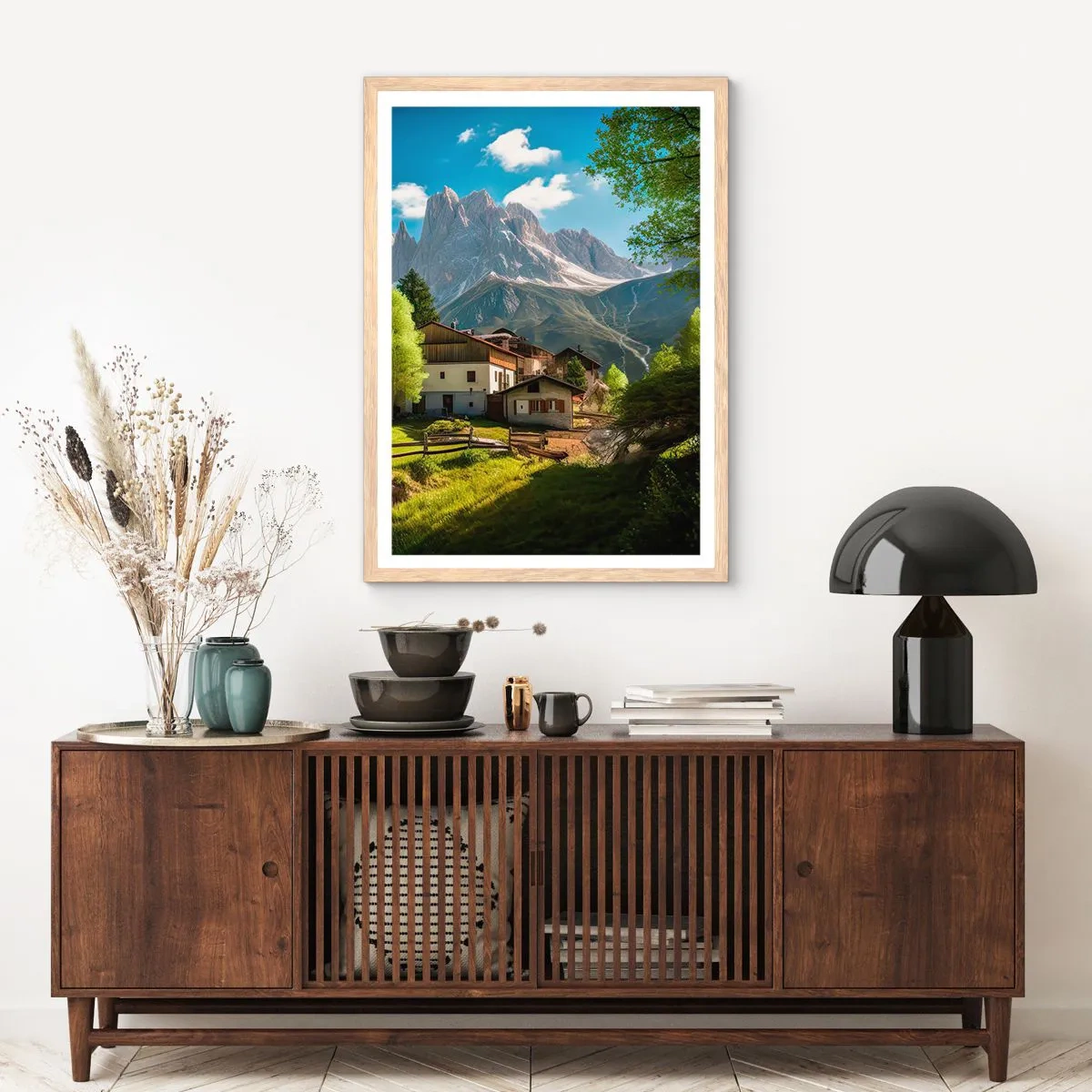 Plakat w ramie jasny dąb - Alpejska sielanka - 40x50 cm
