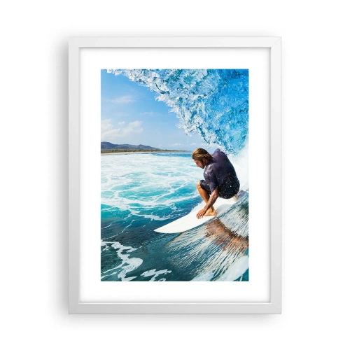 Plakat w białej ramie - Tańczący z falami - 30x40 cm