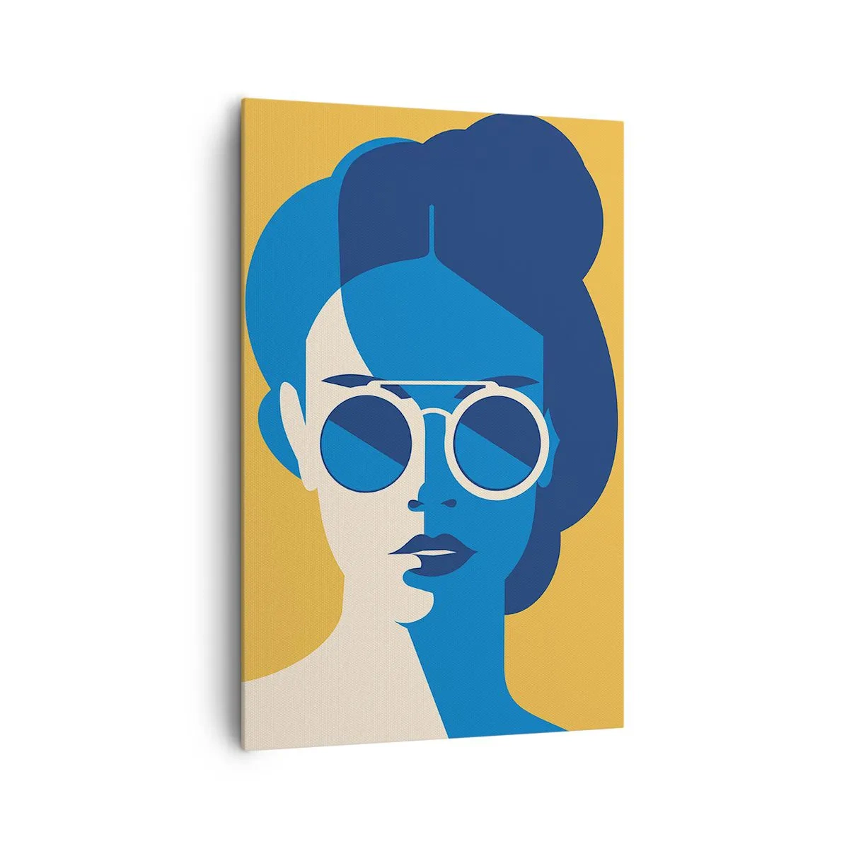 Obraz na płótnie - Nowoczesna grafika przedstawiająca stylizowany portret kobiety w okularach przeciwsłonecznych - 80x120cm - Wakacyjny look - Nowoczesna dekoracja ścienna do salonu i sypialni ARTTOR
