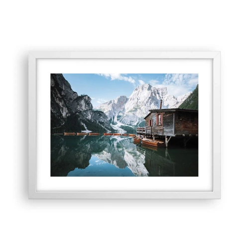 Plakat w białej ramie - Krystaliczny, górski poranek - 40x30 cm